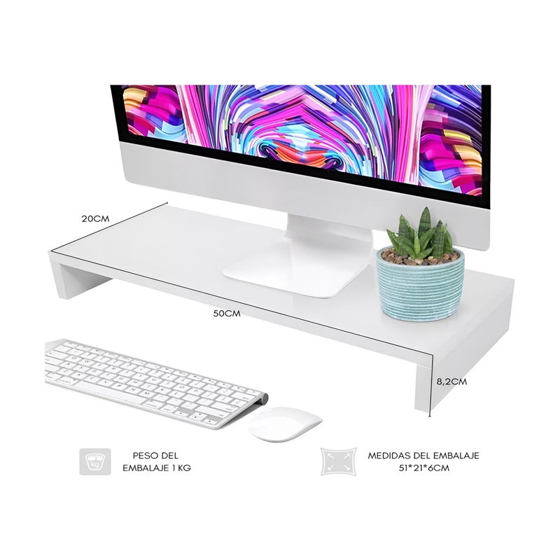 Blanco Elevador De Monitor Armable Madera Escritorio Oficina — foto 1