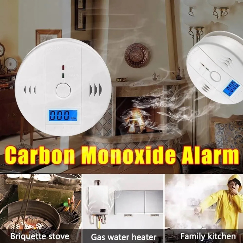 LCD Alarma Detector Monóxido De Carbono Autónomo Digital Lcd Color Blanco — foto 1